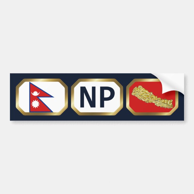 Nepal Flagga Kartkod Bildäckslapp Bildekal (Framsidan)