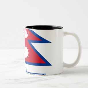 Nepal flagga med namn i Nepali Två-Tonad Mugg