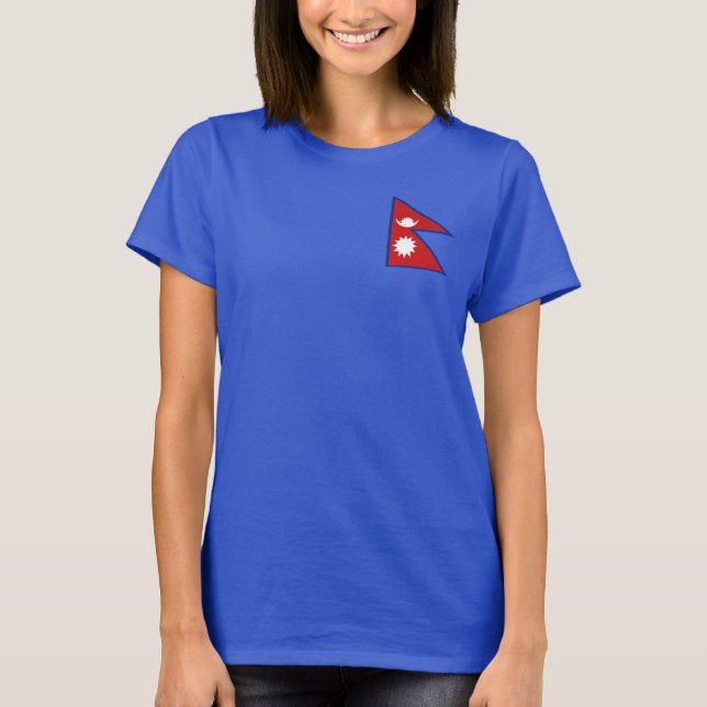 Nepal Flagga och Karta dk T-Shirt (Framsida)