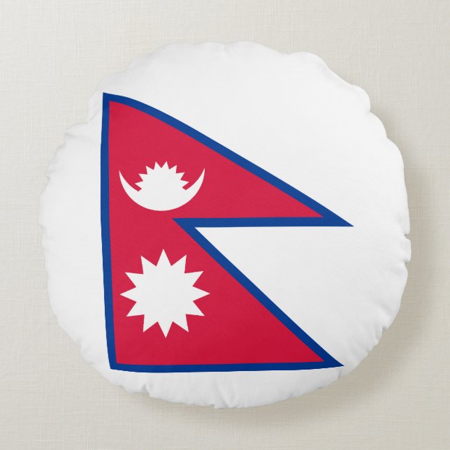 Nepal Flagga Rund Kudde (Framsidan)