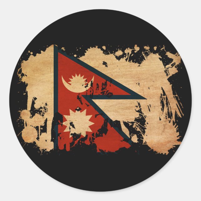 Nepal Flagga Runt Klistermärke (Framsida)