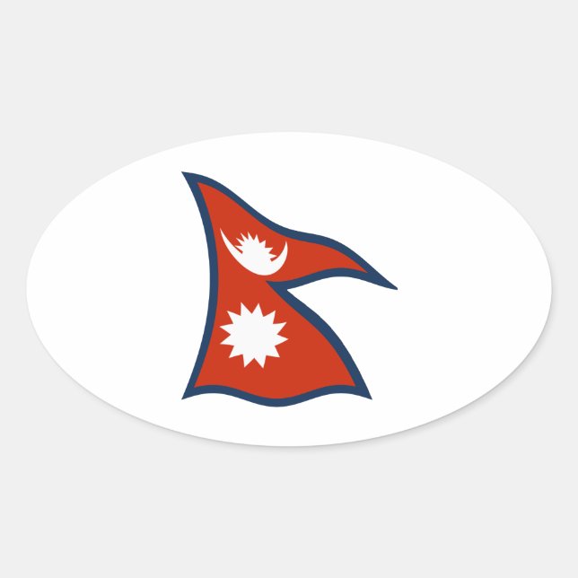 Nepal Flagga Sticker Ovalt Klistermärke (Framsida)