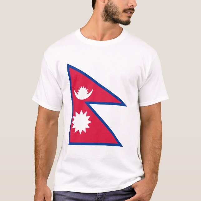 Nepal Flagga T Shirt (Framsida)