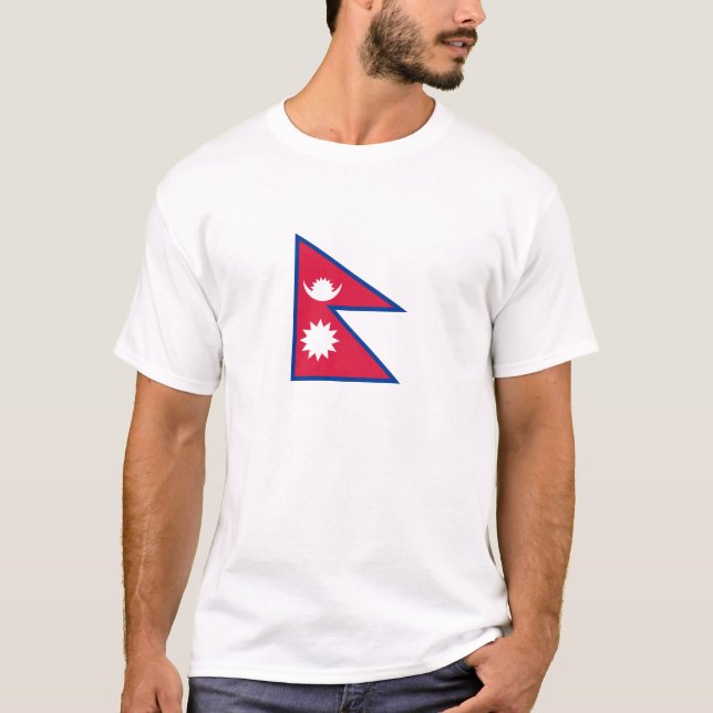 Nepal Flagga T Shirt (Framsida)
