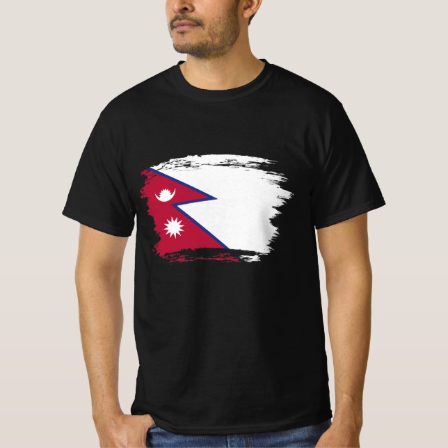 Nepal flagga t shirt (Framsida)