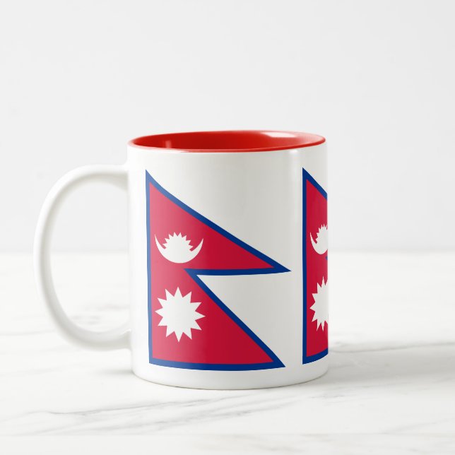 Nepal Flagga Två-Tonad Mugg (Vänster)
