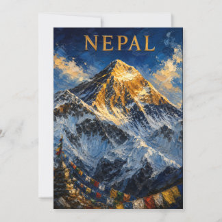 Nepal: Golden Sunrise Mount Everest Art Souvenir Inbjudningar