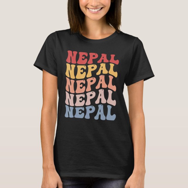 Nepal Groovy Retro Nepali T Shirt (Framsida)