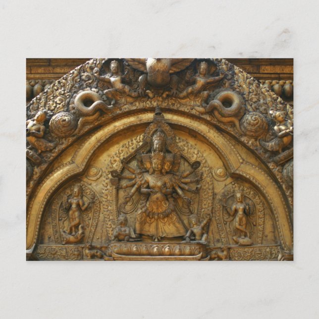Nepal Gudom Carving Vykort (Framsida)