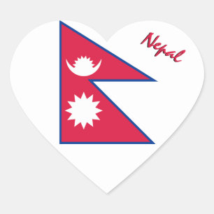 Nepal Hjärtdekal, Patriotisk nepalesisk flagga Hjärtformat Klistermärke