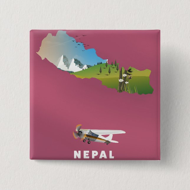 Nepal illustrerade karta poster knapp (Framsida)