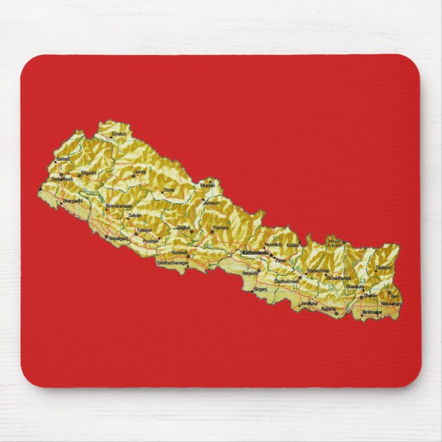 Nepal karta Mousepad Musmatta (Framsidan)