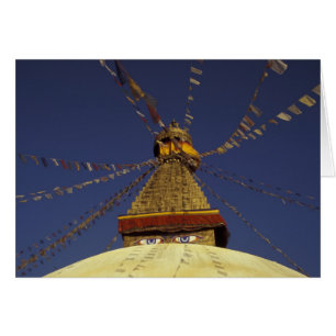 Nepal, Katmandu. Under böneflaggor, vaksamma Hälsningskort