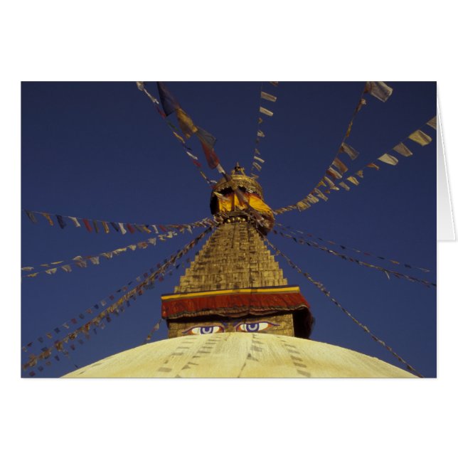 Nepal, Katmandu. Under böneflaggor, vaksamma Hälsningskort (Framsidan Horizontal)
