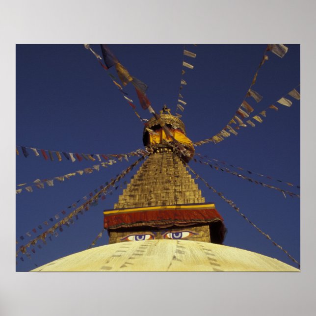 Nepal, Katmandu. Under böneflaggor, vaksamma Poster (Framsidan)
