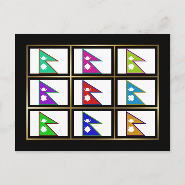 Nepal Multihue Flaggor vykort (Framsida)