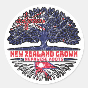 Nepal Nepalese New Zealander New Zealand Träd Root Runt Klistermärke