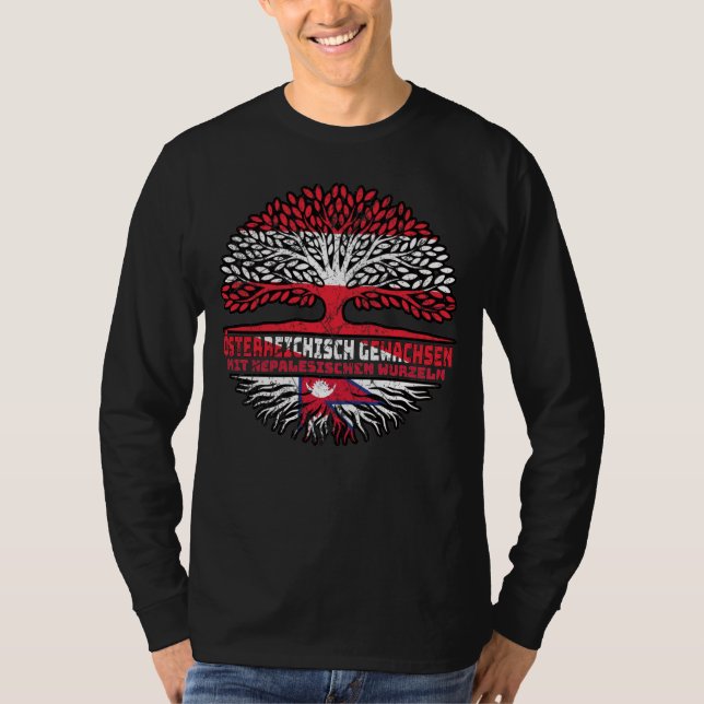 Nepal Nepalesisch Österreichisch Österreich Baum T Shirt (Framsida)
