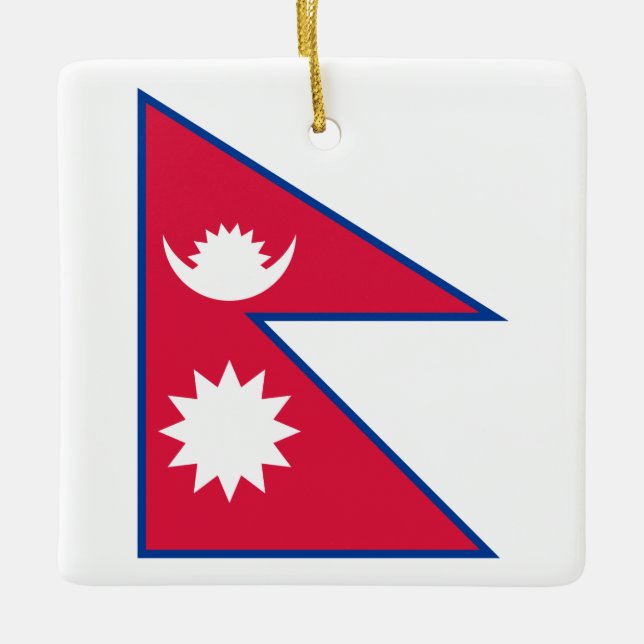 Nepal (Nepalesiska) Flagga Julgransprydnad Keramik (Framsida)