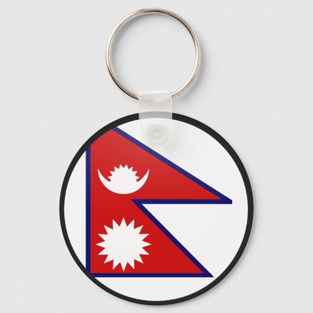 Nepal Quality Flagga Circle Nyckelring (Framsida)
