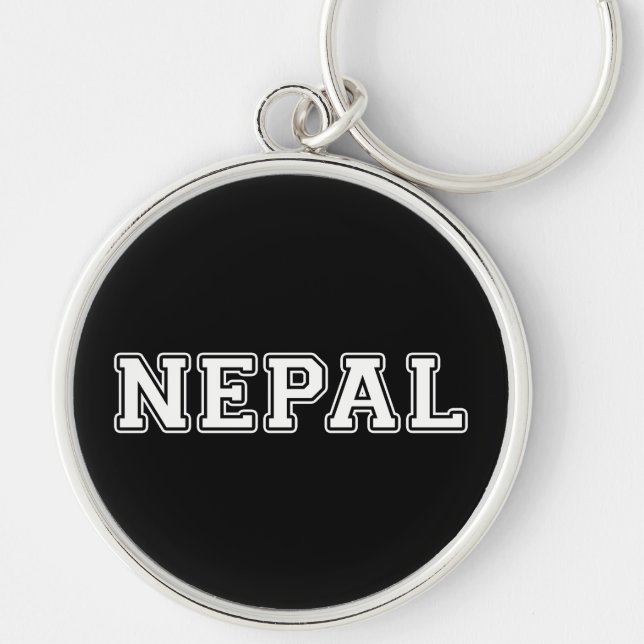 Nepal Rund Silverfärgad Nyckelring (Framsidan)