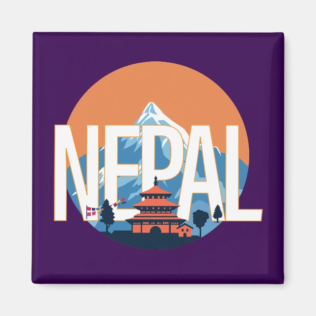 Nepal Temple Mount Everest Magnet (Framsidan)