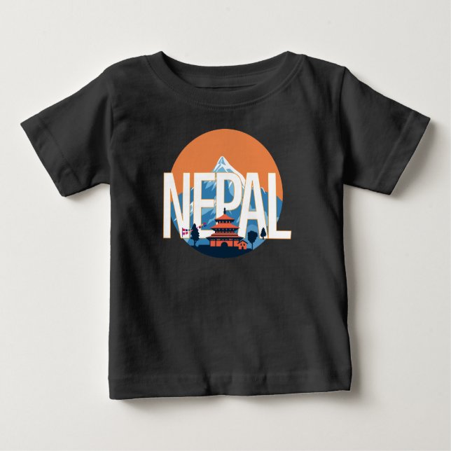 Nepal Temple Mount Everest T Shirt (Framsida)