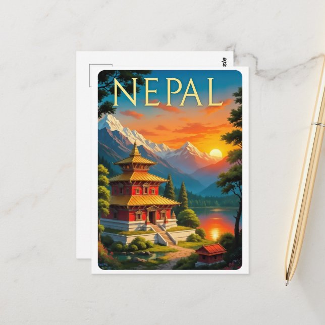 Nepal Travel Poster Vykort (Fram/Back In Situ)