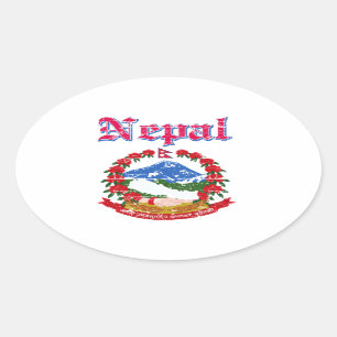 Nepal vapenskölddesigner ovalt klistermärke