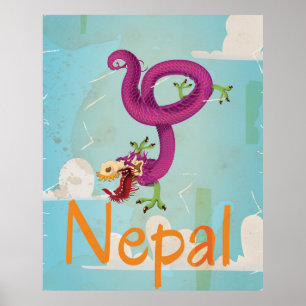 Nepal vintage resoraffisch poster