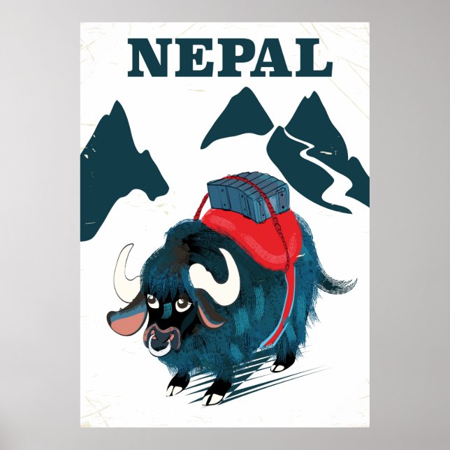 Nepal Yak vintage stil reseaffisch Poster (Framsidan)