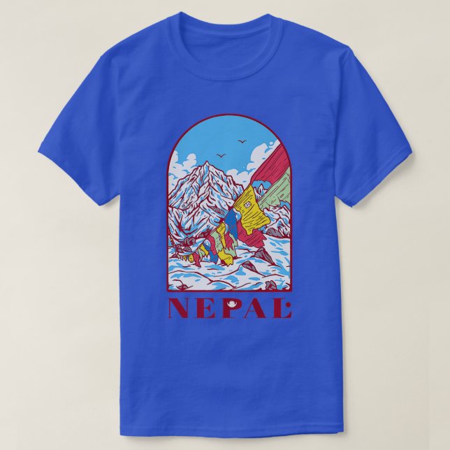 Nepalbergen klättrar på Himalaya Mount Everest T Shirt (Design framsida)