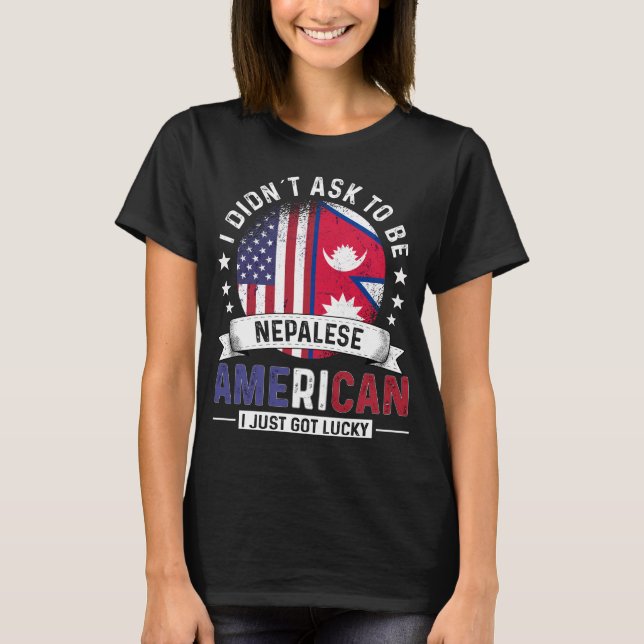 Nepalesisk amerikansk Flaggor Pride Land Nepal Fla T Shirt (Framsida)