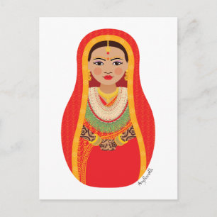 Nepalesisk Brud Matryoshka Vykort