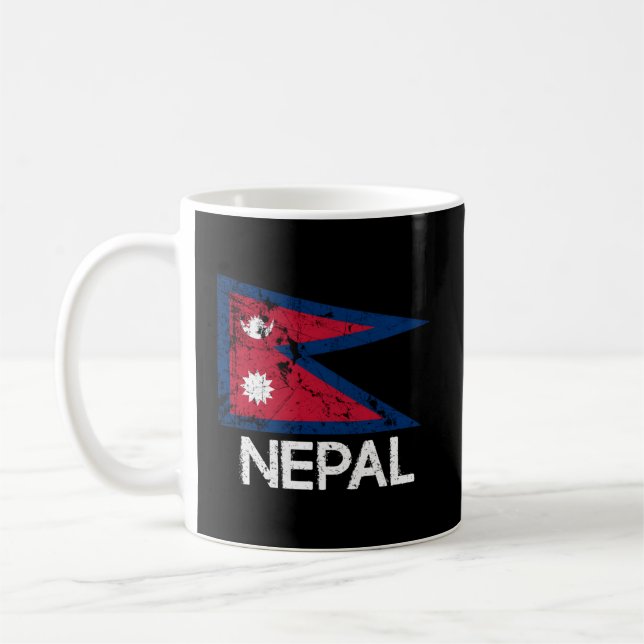 Nepalesisk nepalesisk Flagga tillverkad i Nepal Kaffemugg (Vänster)