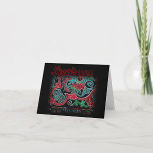 Nepalesiskt broderiskt Blommönster Tack för ditt k Kort