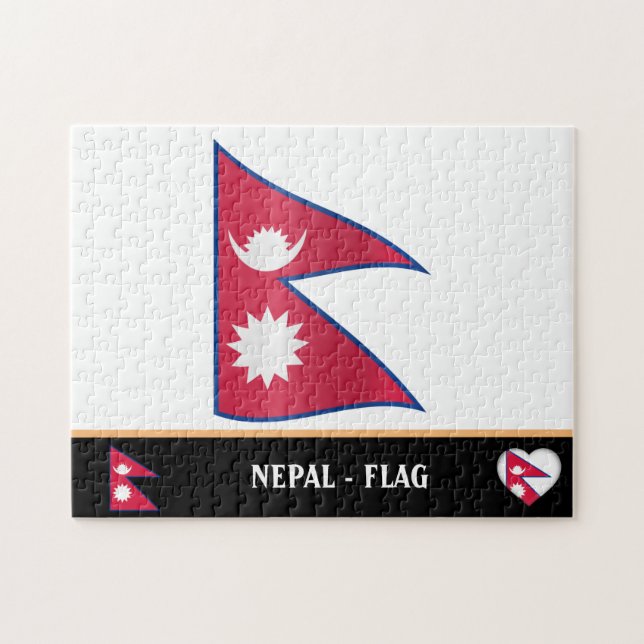 Nepali Flagga & Nepali land / Nepal Pussel (Horisontell)