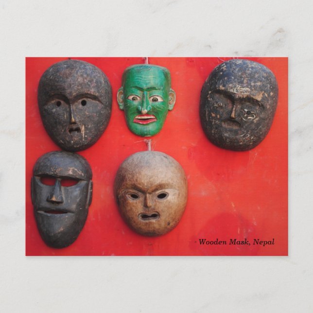 Nepali wooden Mask Vykort (Framsida)