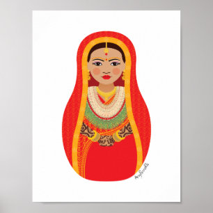 Nepalisk Brud Matryoshka Affisch
