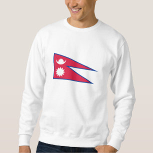 Nepals flagga lång ärmad tröja