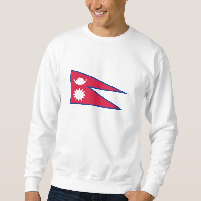 Nepals flagga lång ärmad tröja (Framsida)