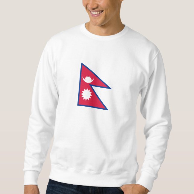 Nepals flagga lång ärmad tröja (Framsida)