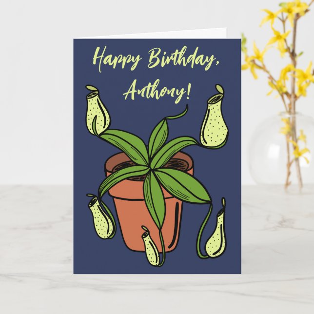 Nepenthes Kannväxt Illustration Personlig Kort (Gul blomma)