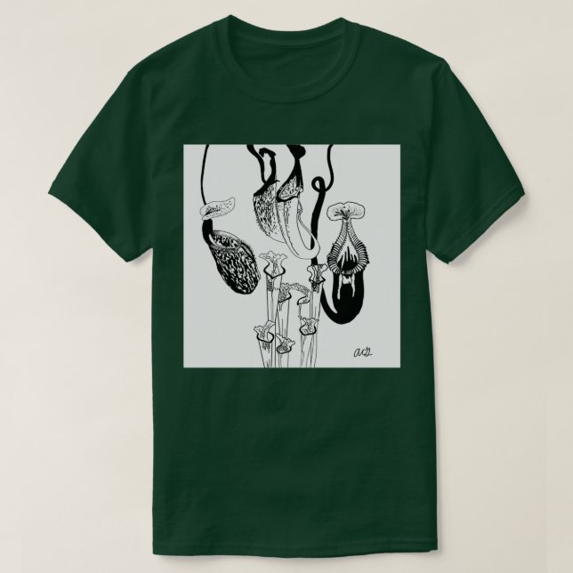 Nepenthes och Sarracenia Illustration T Shirt (Design framsida)