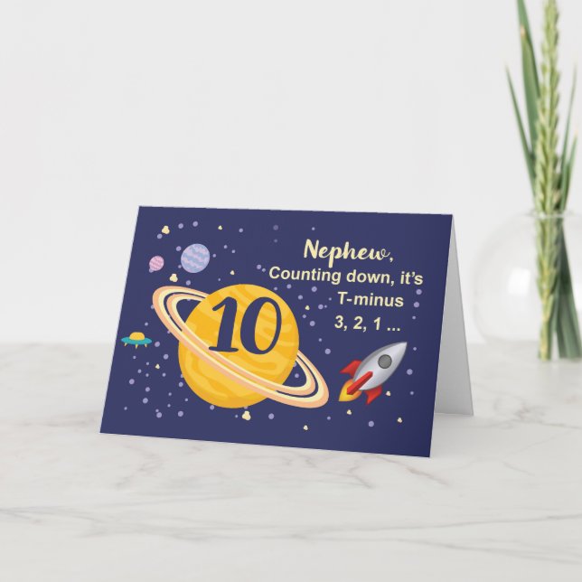 Nephew 10:e födelsedagsplanet i Rymden Kort (Framsida)