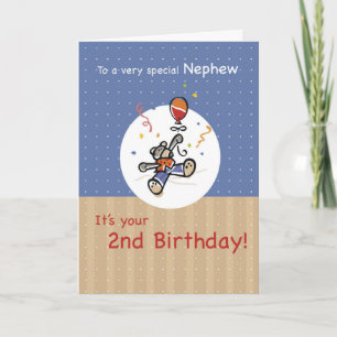 Nephew 2:a Nallen Ballon Birthday Kort