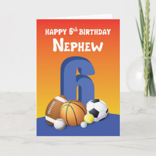 Nephew 6e Birthday Sports Bollar Kort
