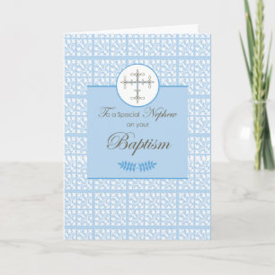 Nephew Baptism Blue med Snöre och Kor Kort