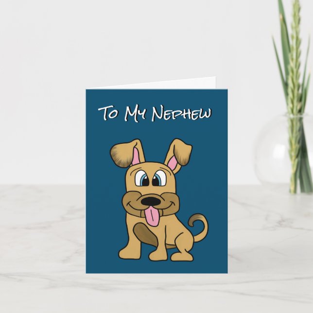 Nephew Birthday Card - Cute Hund Kort (Framsida)