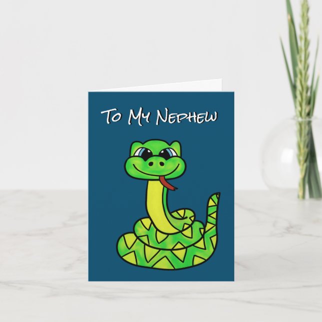 Nephew Birthday Card - Funny Snake Kort (Framsida)